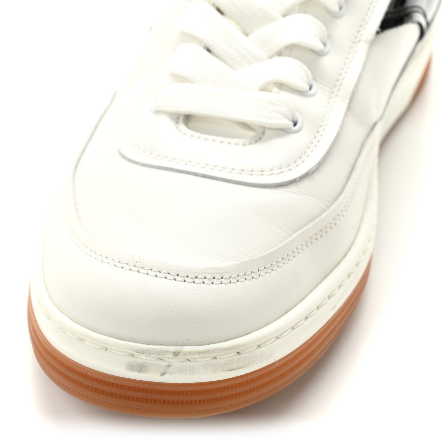 Calfskin Patent Womens CC Sneakers 40.5 White Black Red
