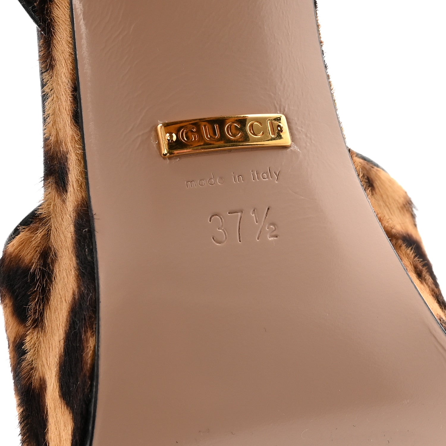 Gucci Calf Hair Leopard Print Horsebit 25/60mm Platform Sandals 37.5 Hazelnut Black 7 of 10