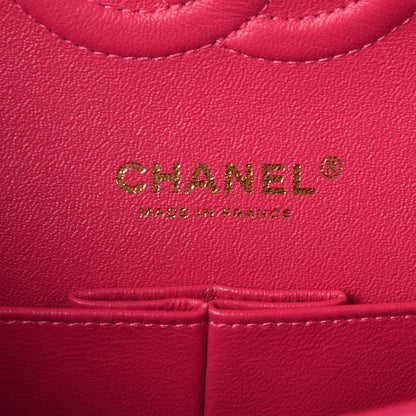 Chanel Lambskin Chevron Quilted Medium Double Flap Pink 7 of 9