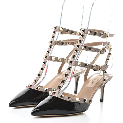 Valentino Garavani Patent Nappa Rockstud Ankle Strap 65mm Pumps 36 Black Poudre 3 of 10