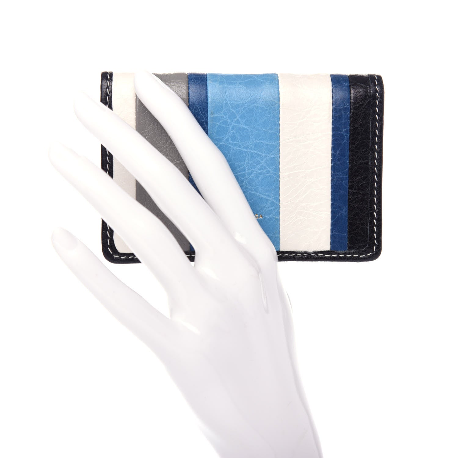 Balenciaga Veau Arena Multicolore Bazar Bi-Fold Card Case Bleu Gris White Black 2 of 8