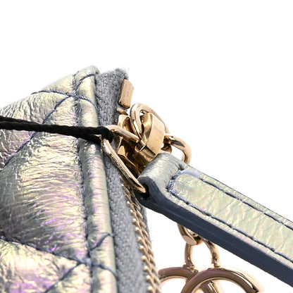 Chanel Iridescent Crumpled Calfskin Trio Cosmetic Case Blue Pink Ivory 10 of 10