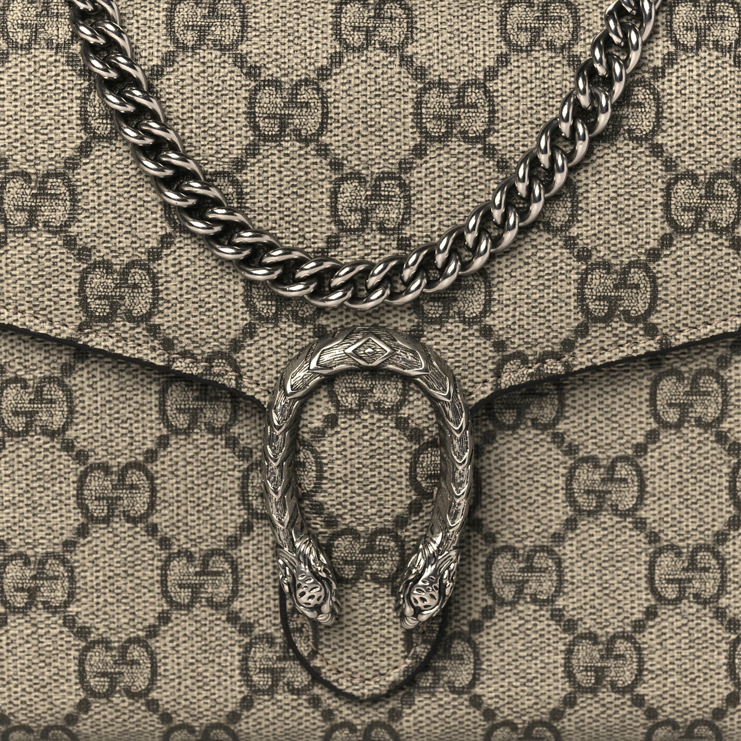 GG Supreme Monogram Mini Dionysus Chain Wallet Beige Black