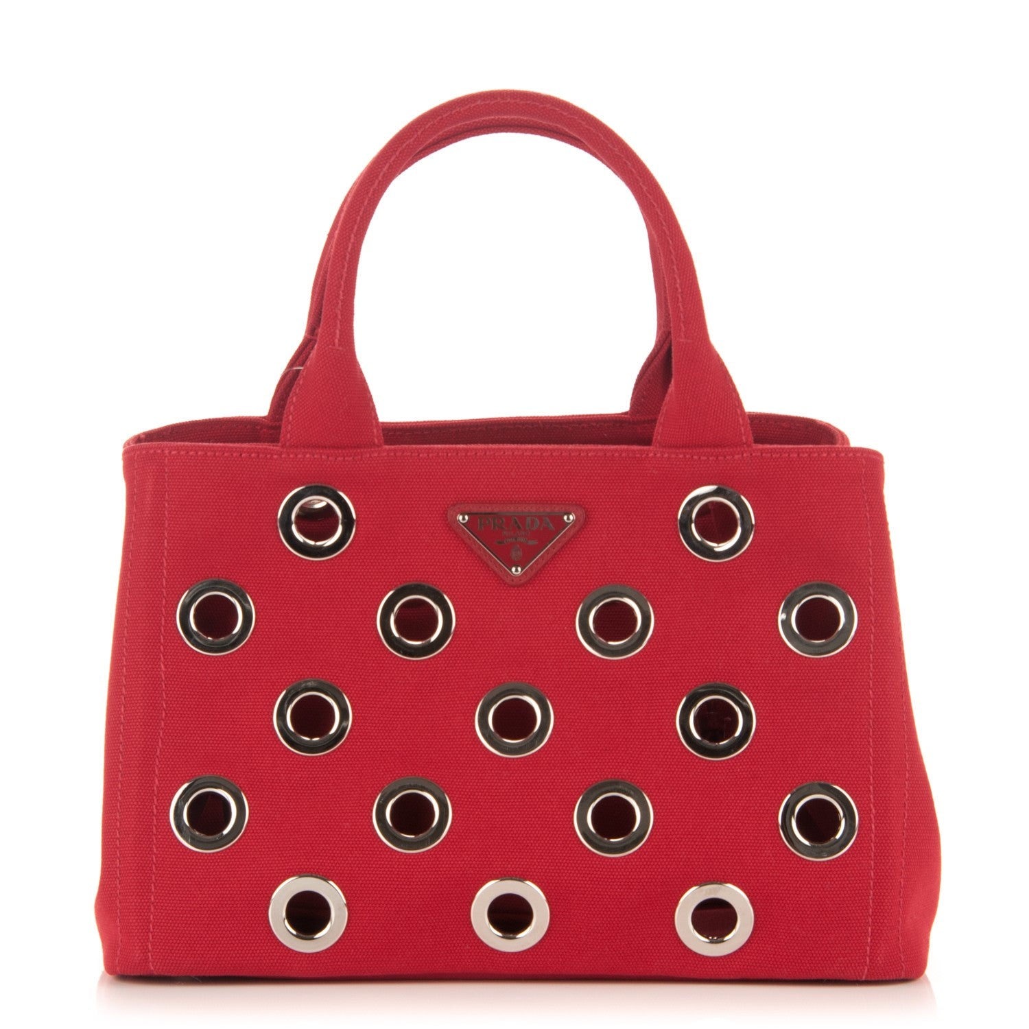 Prada Canvas Grommet Canapa Tote Rosso 1 of 8