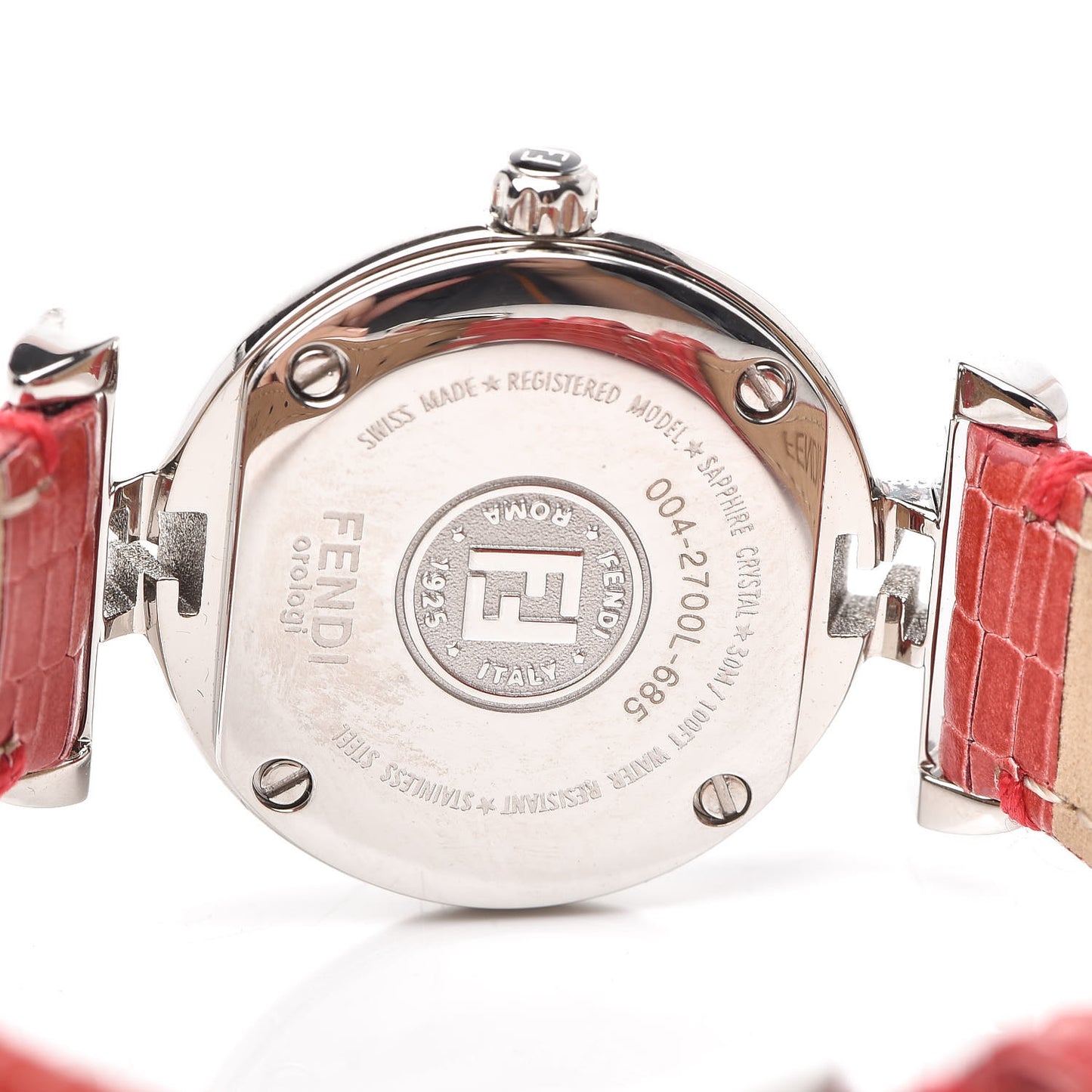 Stainless Steel Calfskin Diamond 23mm Moda Quartz Watch Red