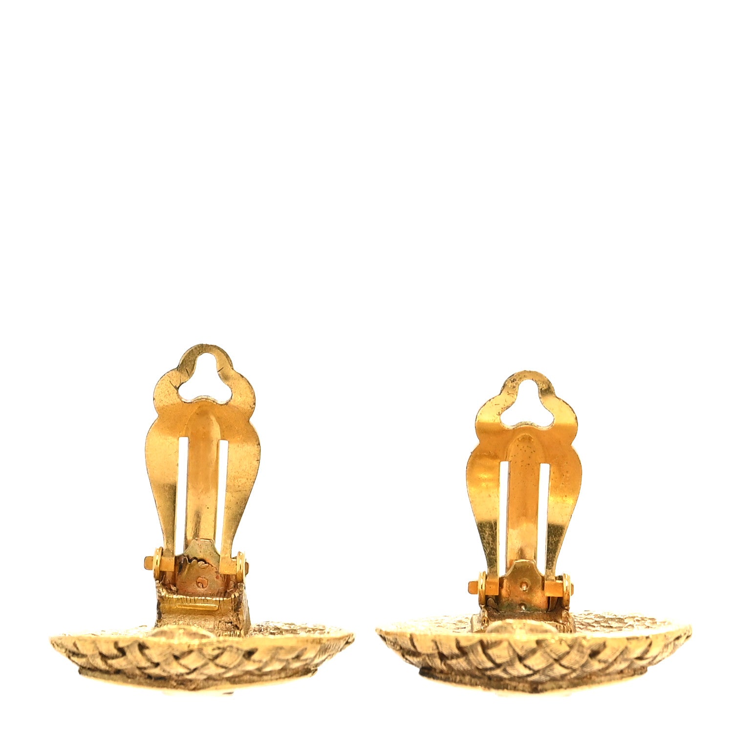 Chanel Metal Quilted Round CC Clip On Earrings Gold 3 of 4