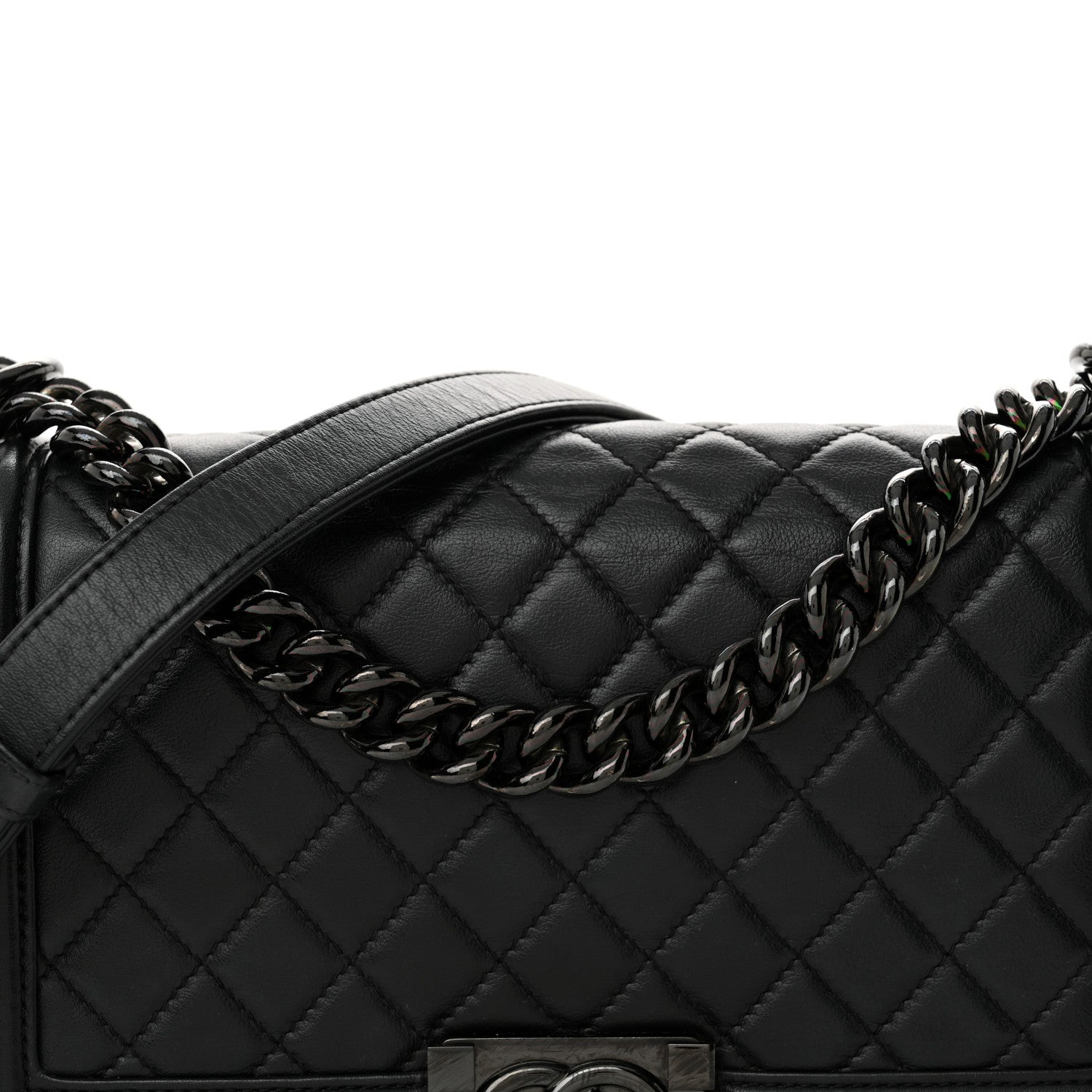 Chanel Calfskin Quilted Medium Boy Flap So Black 8 of 12