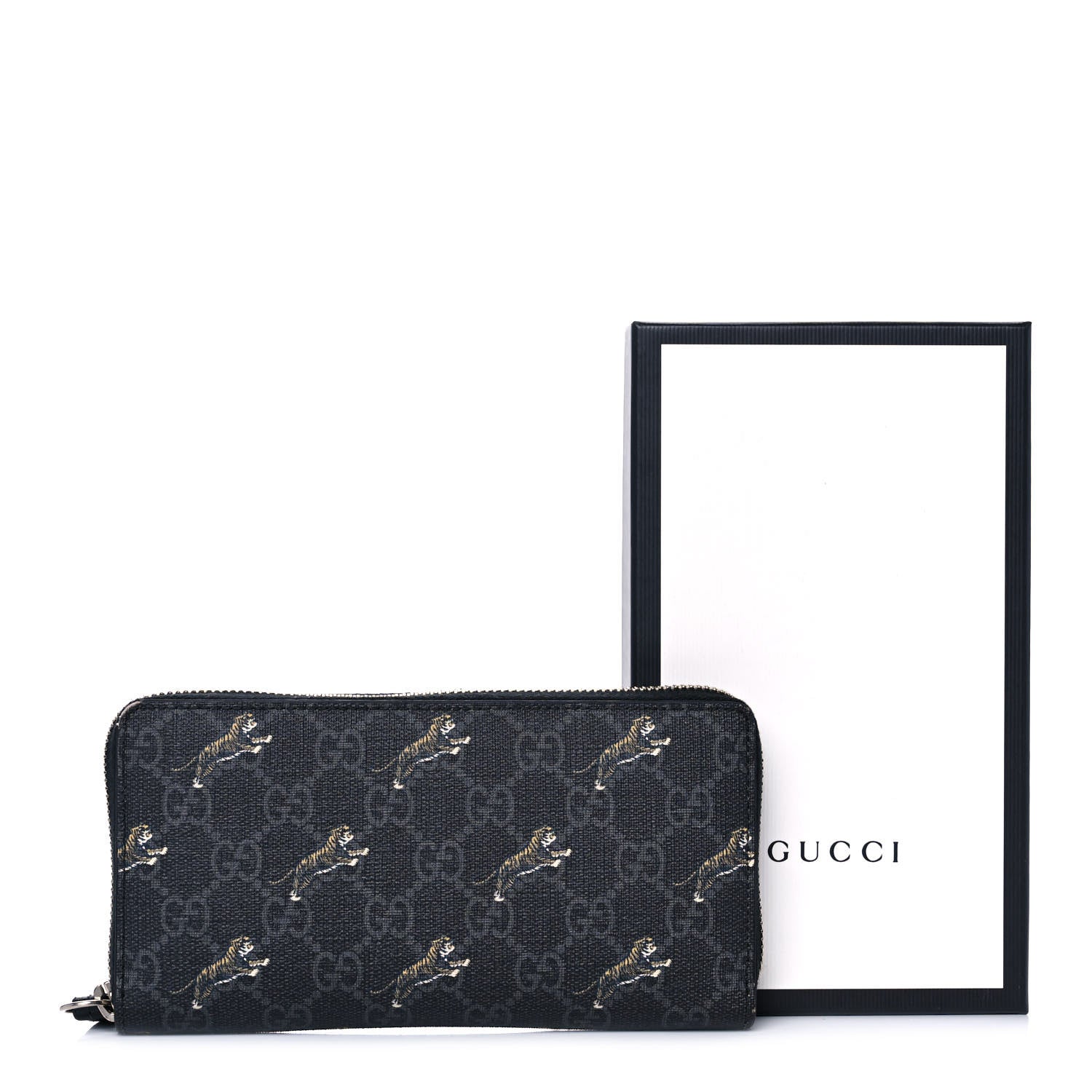 Gucci GG Supreme Monogram Tigers Zip Around Wallet Black Multicolor 13 of 13