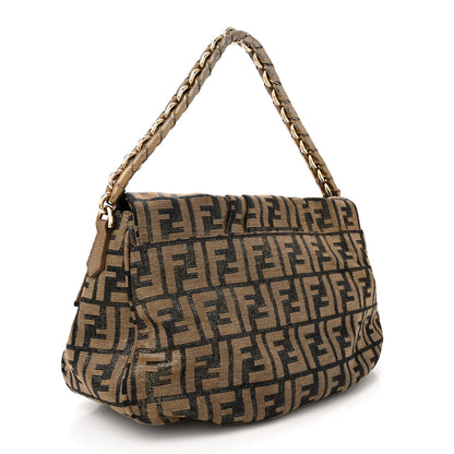 Fendi Metallic Lurex Zucca Mia Shoulder Flap Bronze 3 of 11