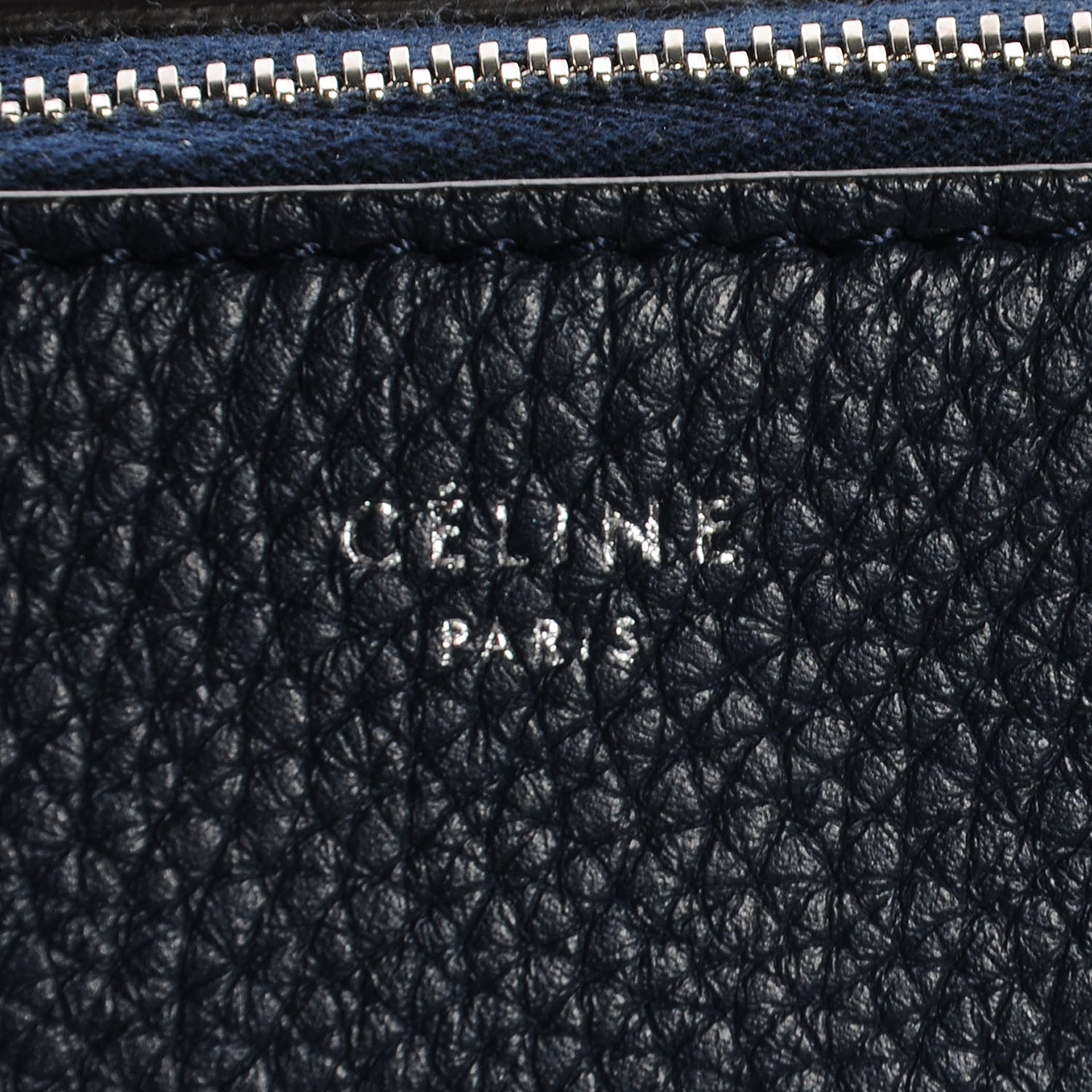 Celine Textured Calfskin Cosmetic Pouch Bag Navy 8 of 9