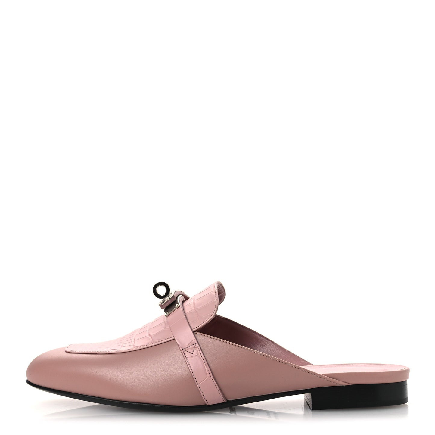 Matte Alligator Calfskin Oz Mules 37.5 Rose Aquarelle
