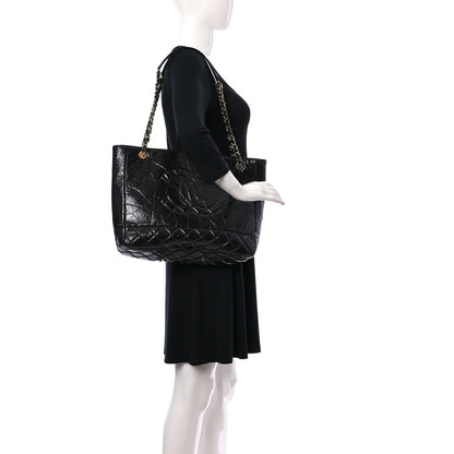Chanel Shiny Aged Calfskin Quilted Large Shopping Bag Black 2 of 10