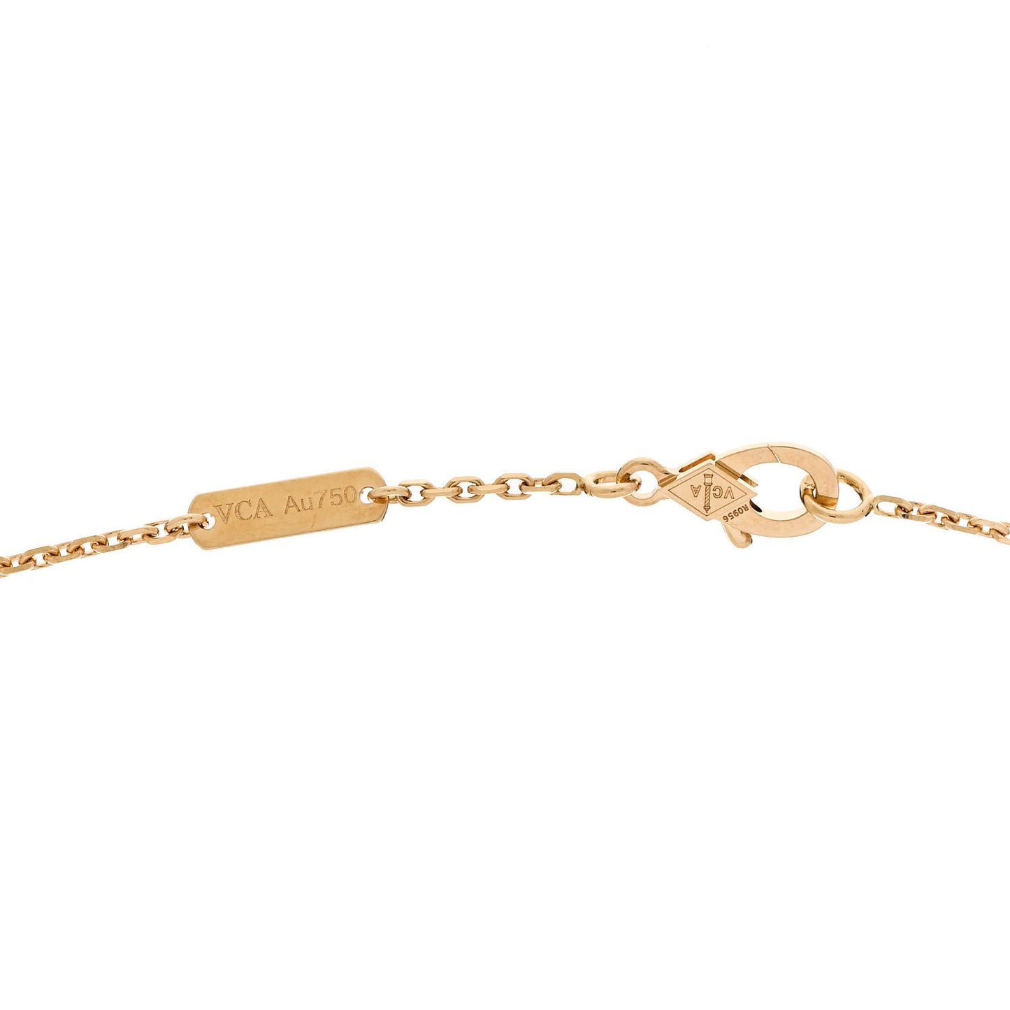 18K Yellow Gold Diamond Celestial Blue Sevres Porcelain Vintage Alhambra Pendant Necklace