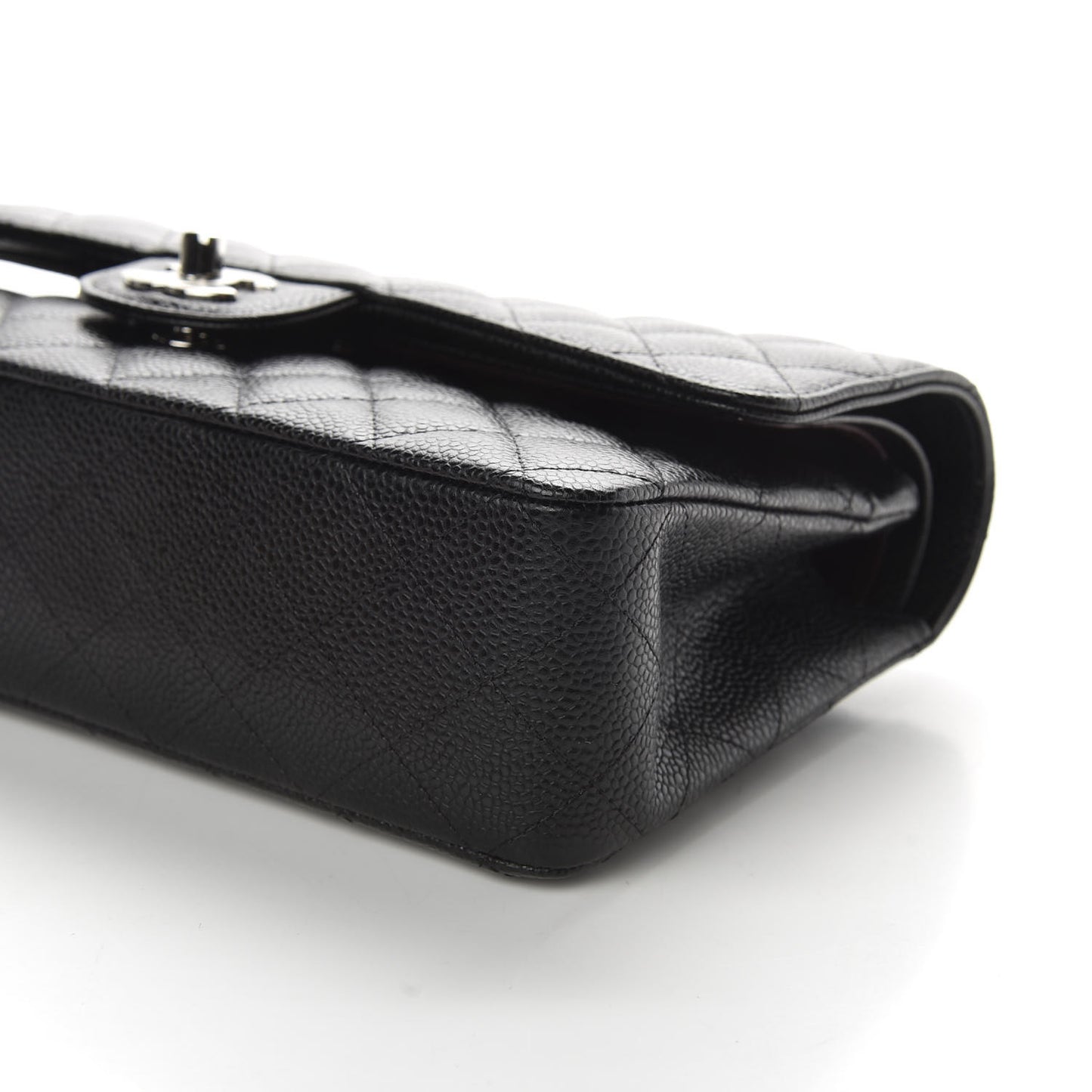 Caviar Quilted Medium Double Flap Black