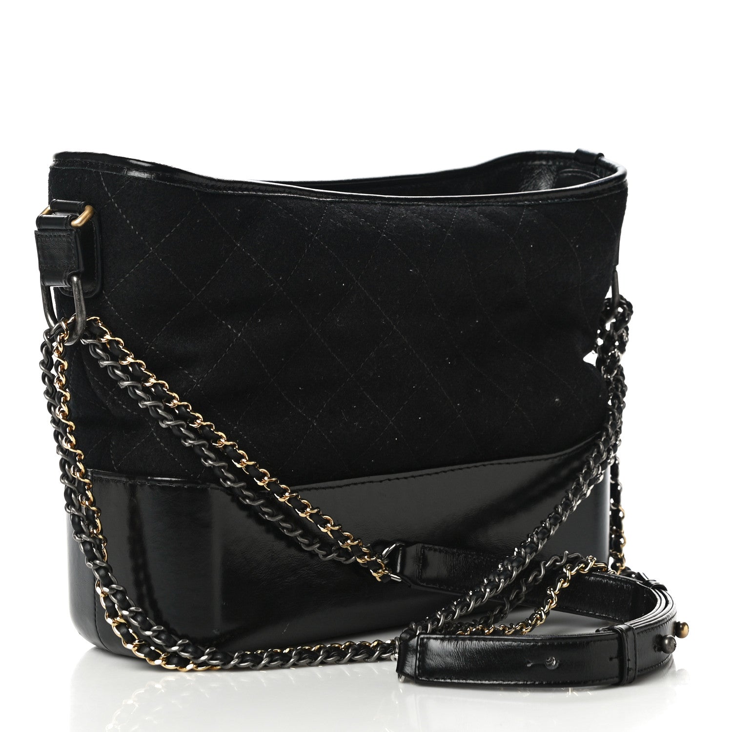 Chanel Wool Calfskin Quilted Medium Gabrielle Hobo Black 2 of 10