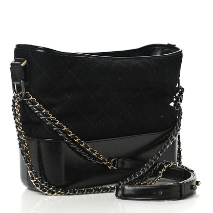 Chanel Wool Calfskin Quilted Medium Gabrielle Hobo Black 2 of 10