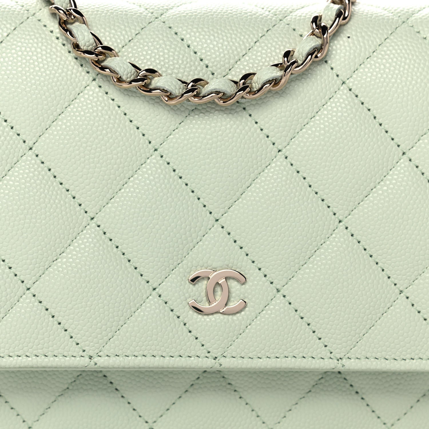 Chanel Caviar Quilted Wallet On Chain WOC Light Green 8 of 10