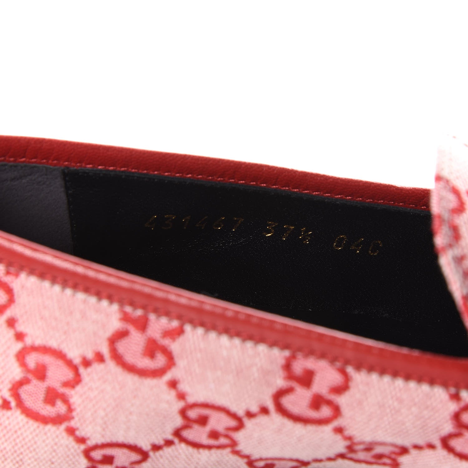 Gucci Canvas GG Monogram Horsebit Womens Jordaan Loafers 37.5 Gardenia Hibiscus Red 8 of 9