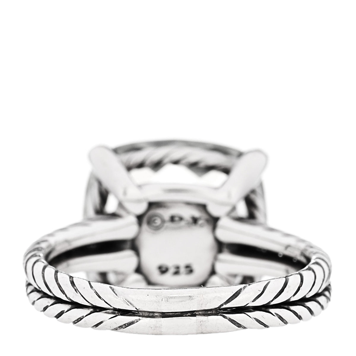 Sterling Silver Diamond Prasiolite 14mm Chatelaine Ring 60 9