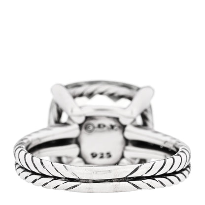 David Yurman Sterling Silver Diamond Prasiolite 14mm Chatelaine Ring 60 9 4 of 5