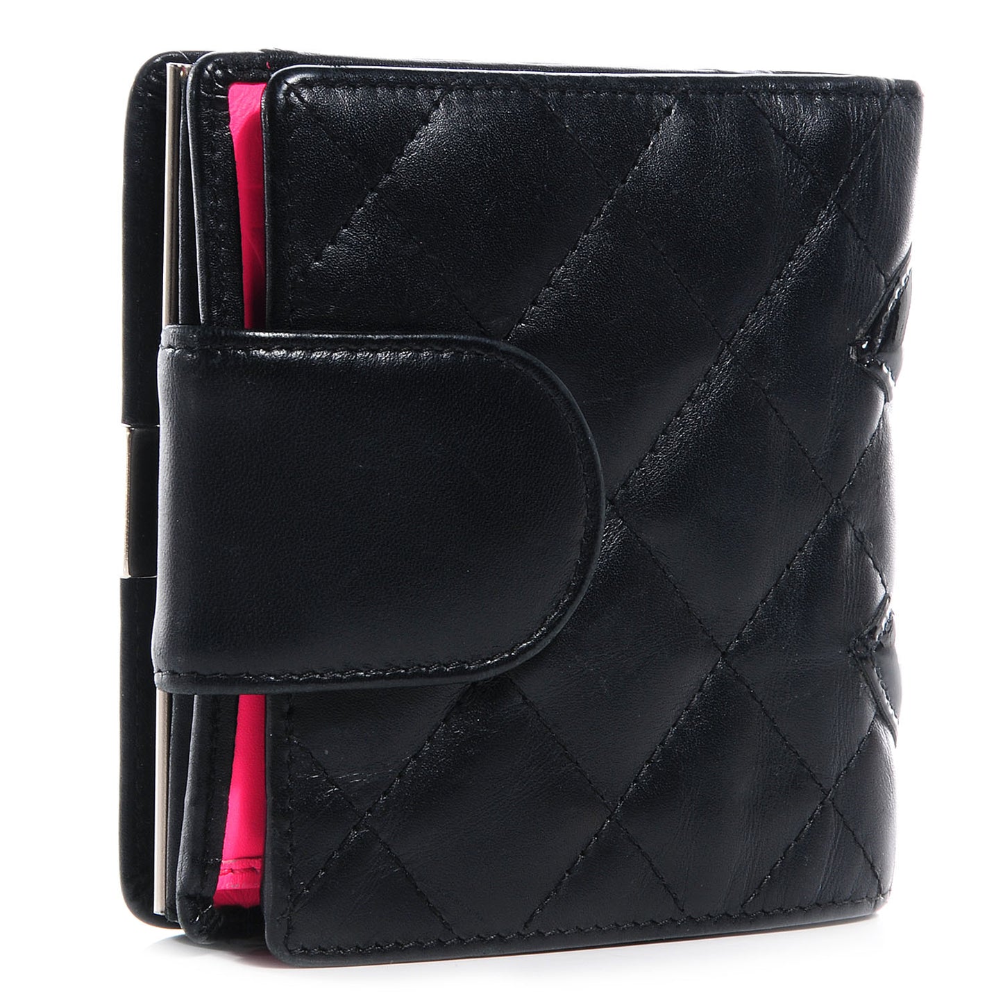 Calfskin Quilted Cambon Bi-Fold Wallet Black