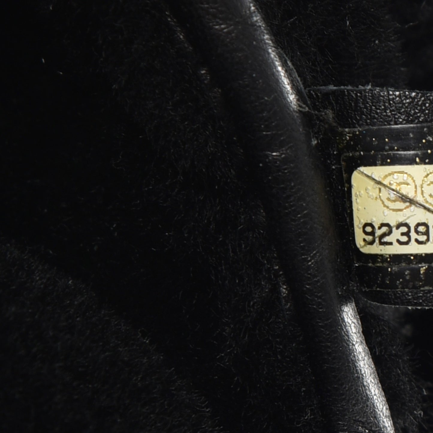 Shearling Suede Quilted Fur Flap Black
