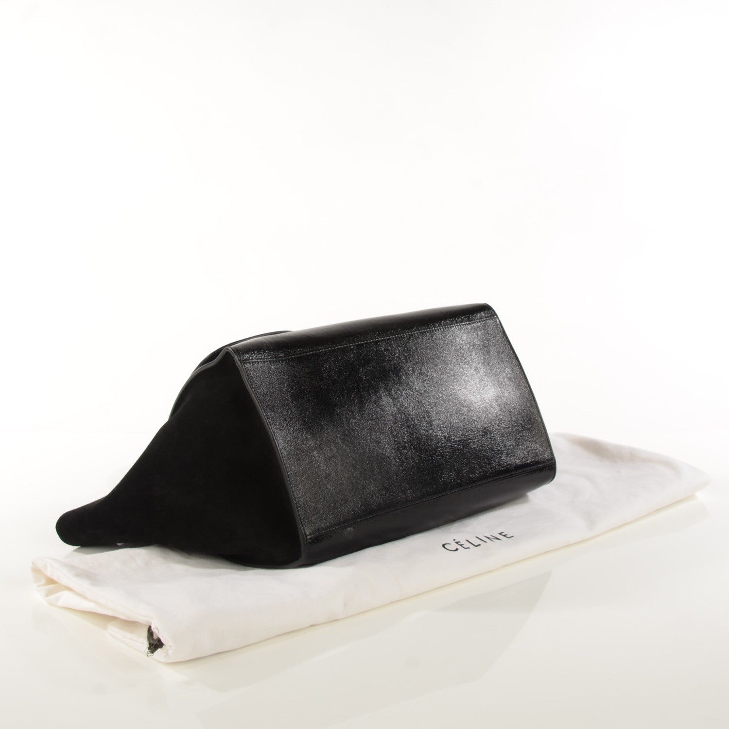 Celine Vernice Suede Large Trapeze Black 4 of 9
