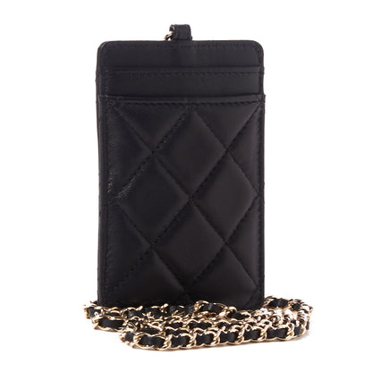 Chanel Lambskin Quilted Glitter Card Holder On Chain Black 2 of 9