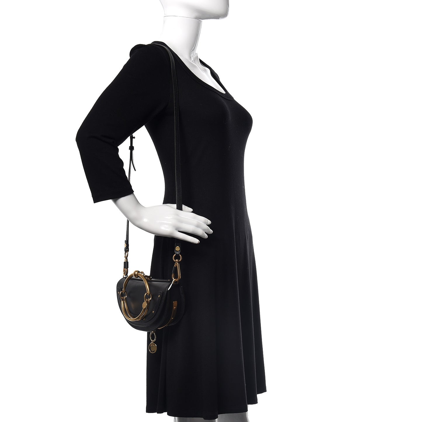 Calfskin Small Nile Bracelet Minaudiere Bag Black