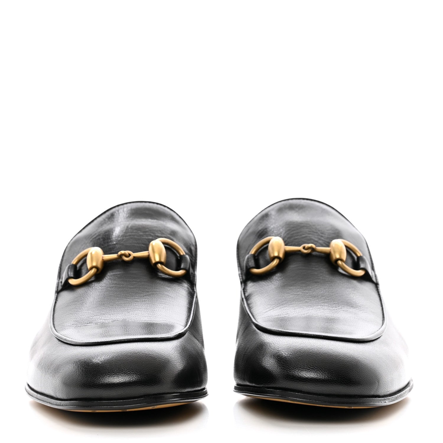 Gucci Goatskin Womens Horsebit Mid-Heel Loafers 38 Black 2 of 9