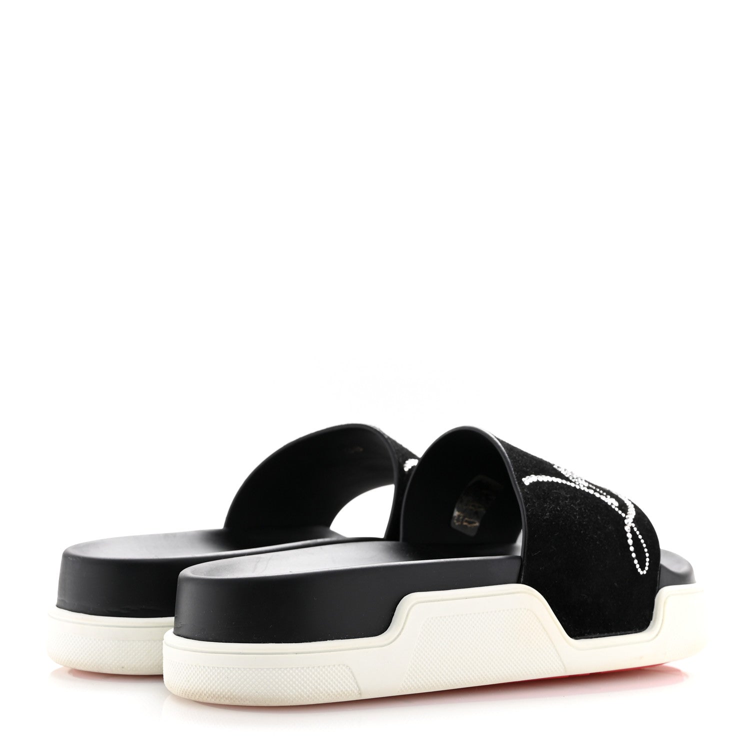 Christian Louboutin Veau Velours Strass Dear Pool Flat Platform Slide Sandal 38 Black 5 of 12