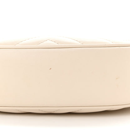 Gucci Calfskin Matelasse Chevron Mini GG Marmont Half Moon Hobo Mystic White 11 of 13