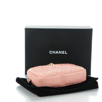 Chanel Caviar Camellia Embossed Small Cosmetic Case Nude 4 of 7