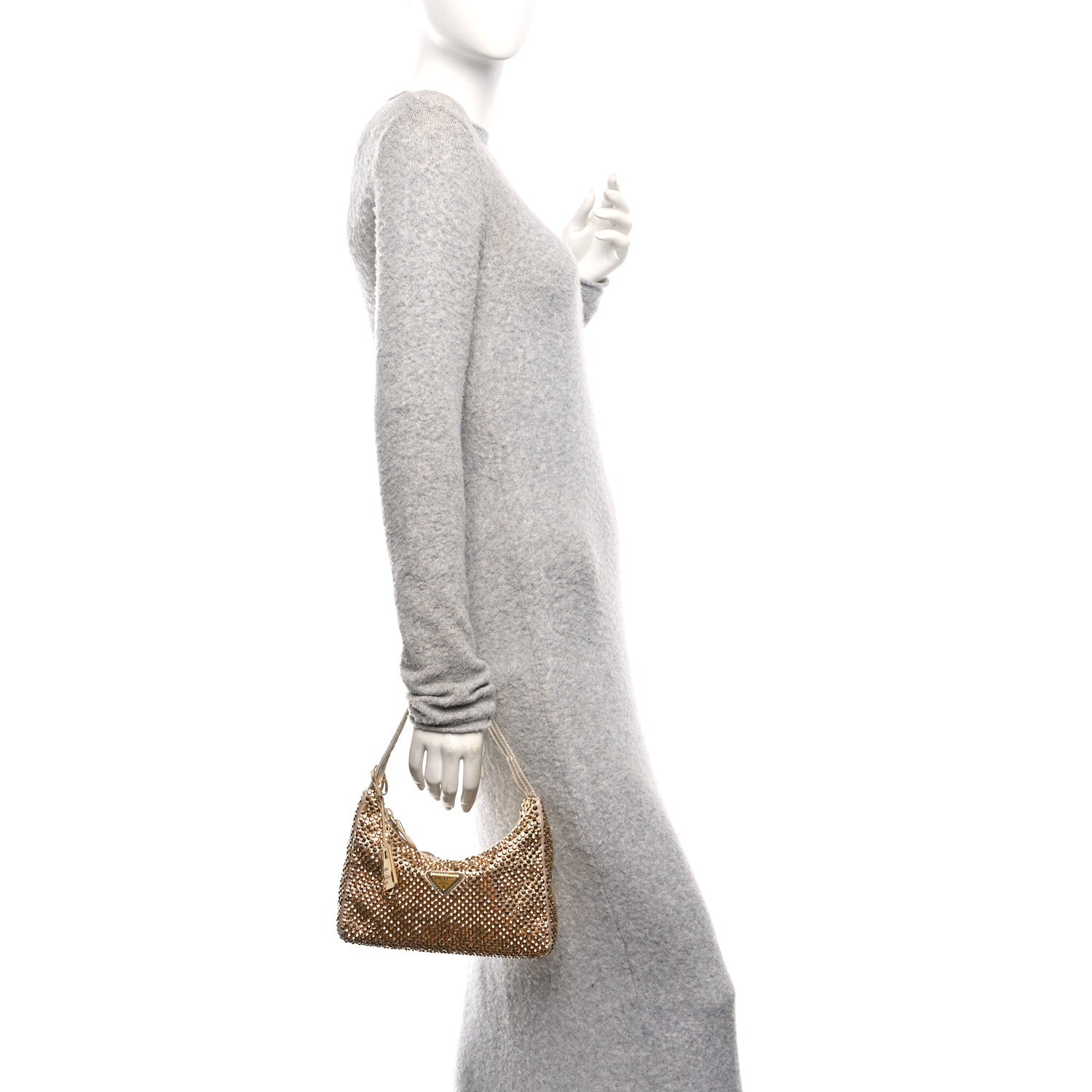Prada Satin Crystal Mini Re-Edition 2000 Bag Platino 2 of 10