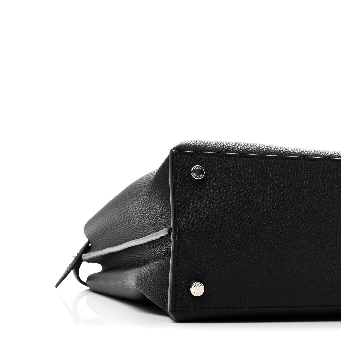 Cuoio Romano Selleria Vitello Grace Glazed Fabric FF 1974 Large Peekaboo Iconic Essential Satchel Black