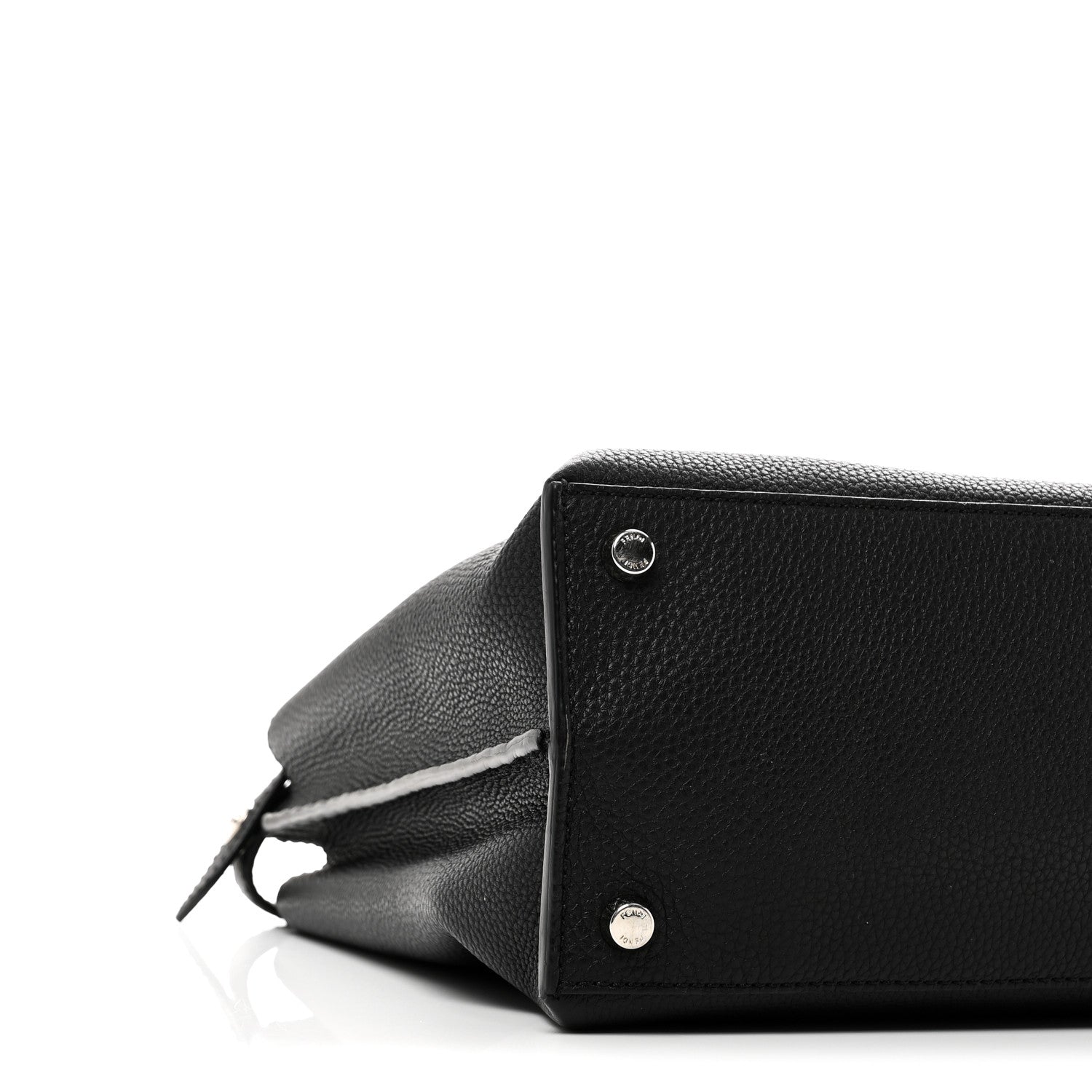 Fendi Cuoio Romano Selleria Vitello Grace Glazed Fabric FF 1974 Large Peekaboo Iconic Essential Satchel Black 9 of 10