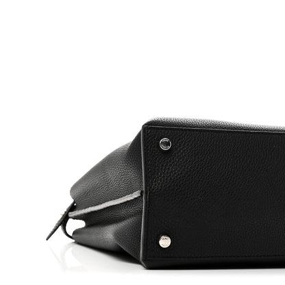 Fendi Cuoio Romano Selleria Vitello Grace Glazed Fabric FF 1974 Large Peekaboo Iconic Essential Satchel Black 9 of 10