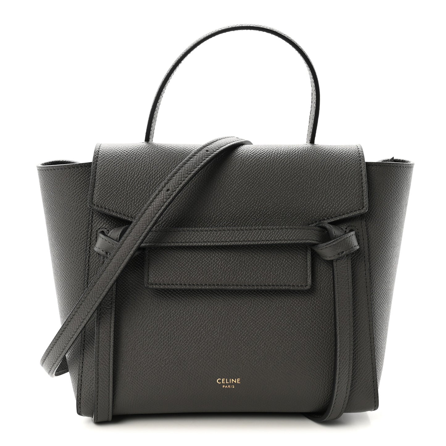 Grained Calfskin Nano Belt Bag Grey