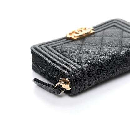 Chanel Caviar Quilted Boy Zip Around Coin Purse Wallet Black 9 of 11