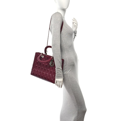 Christian Dior Lambskin Cannage Large Lady Dior Burgundy 2 of 14