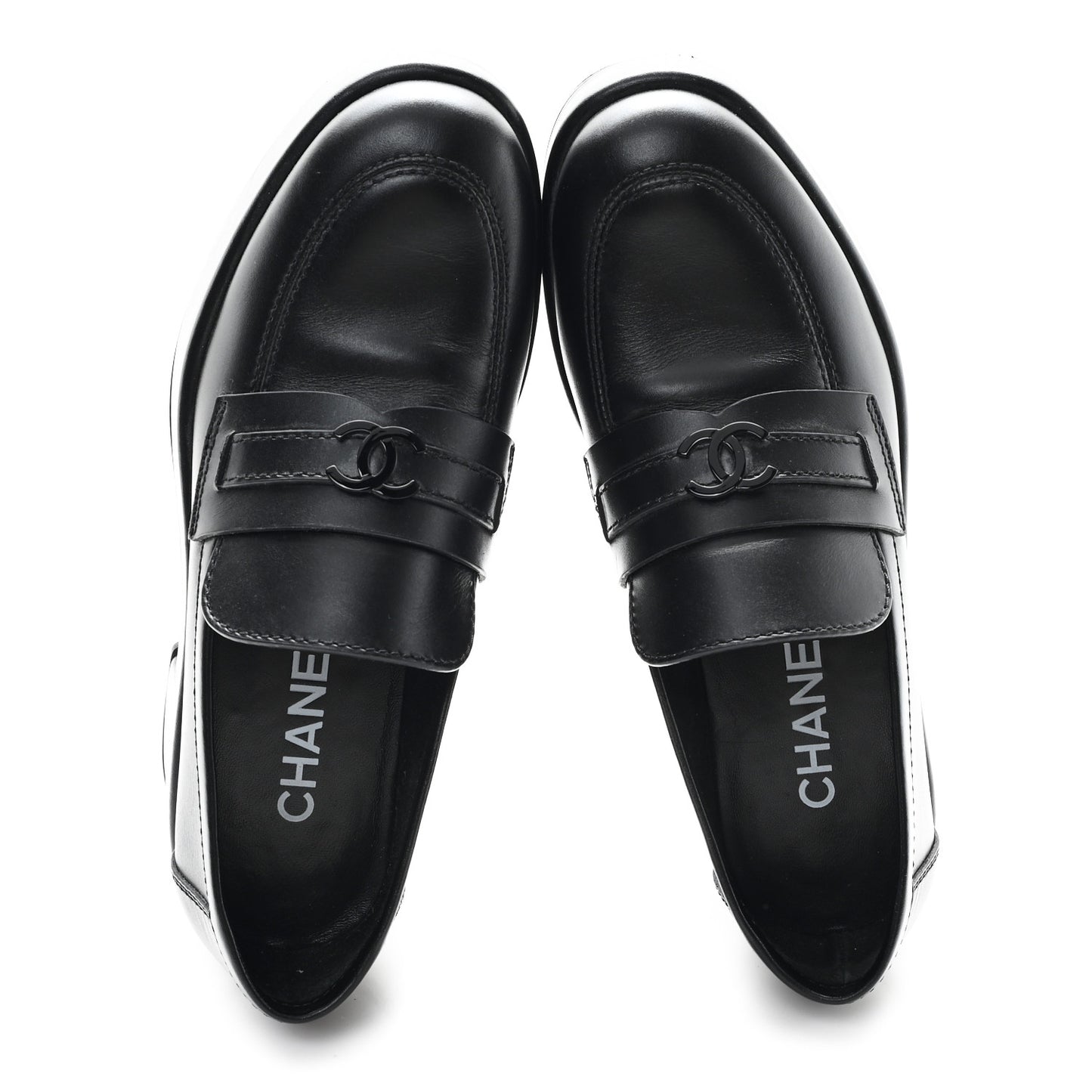 Calfskin CC Platform Loafers 38 Black