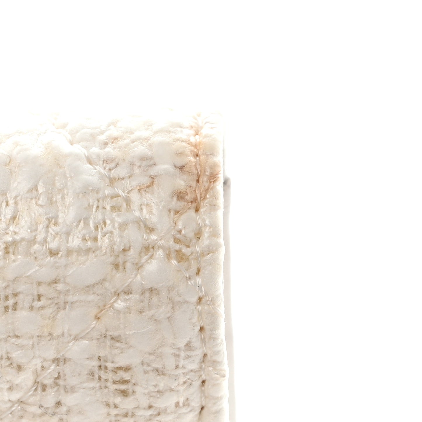 Tweed Quilted Flap Wallet White