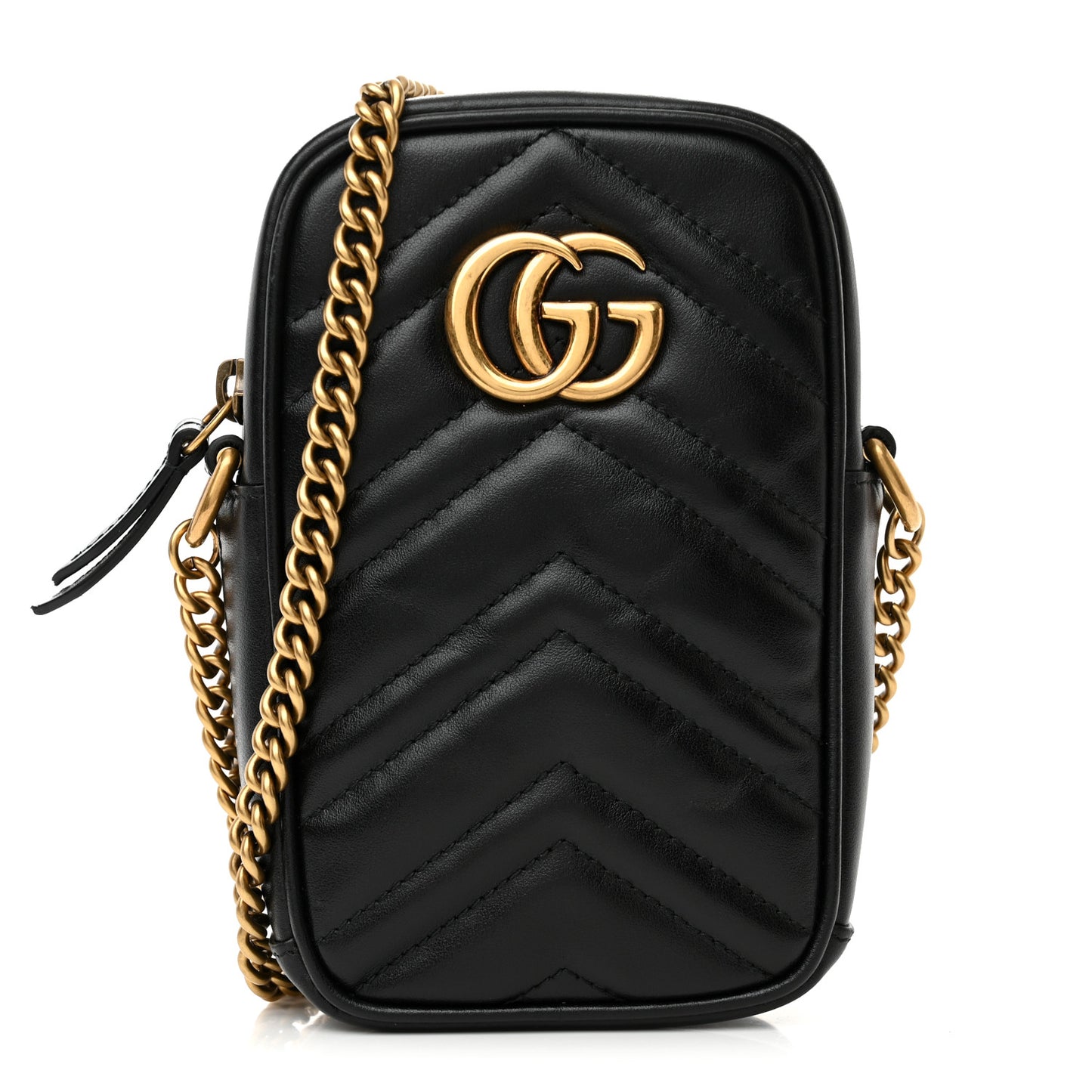 Calfskin Matelasse Mini GG Marmont Crossbody Bag Black