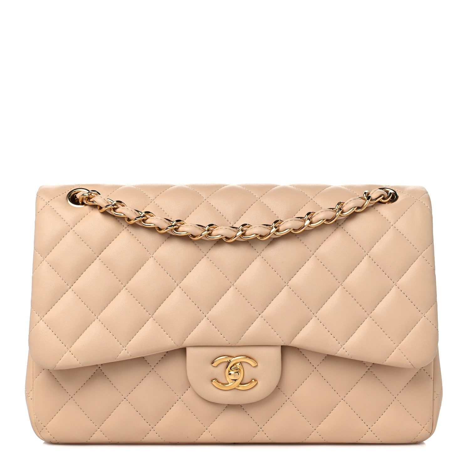 Chanel Lambskin Quilted Jumbo Double Flap Beige Clair 1 of 13