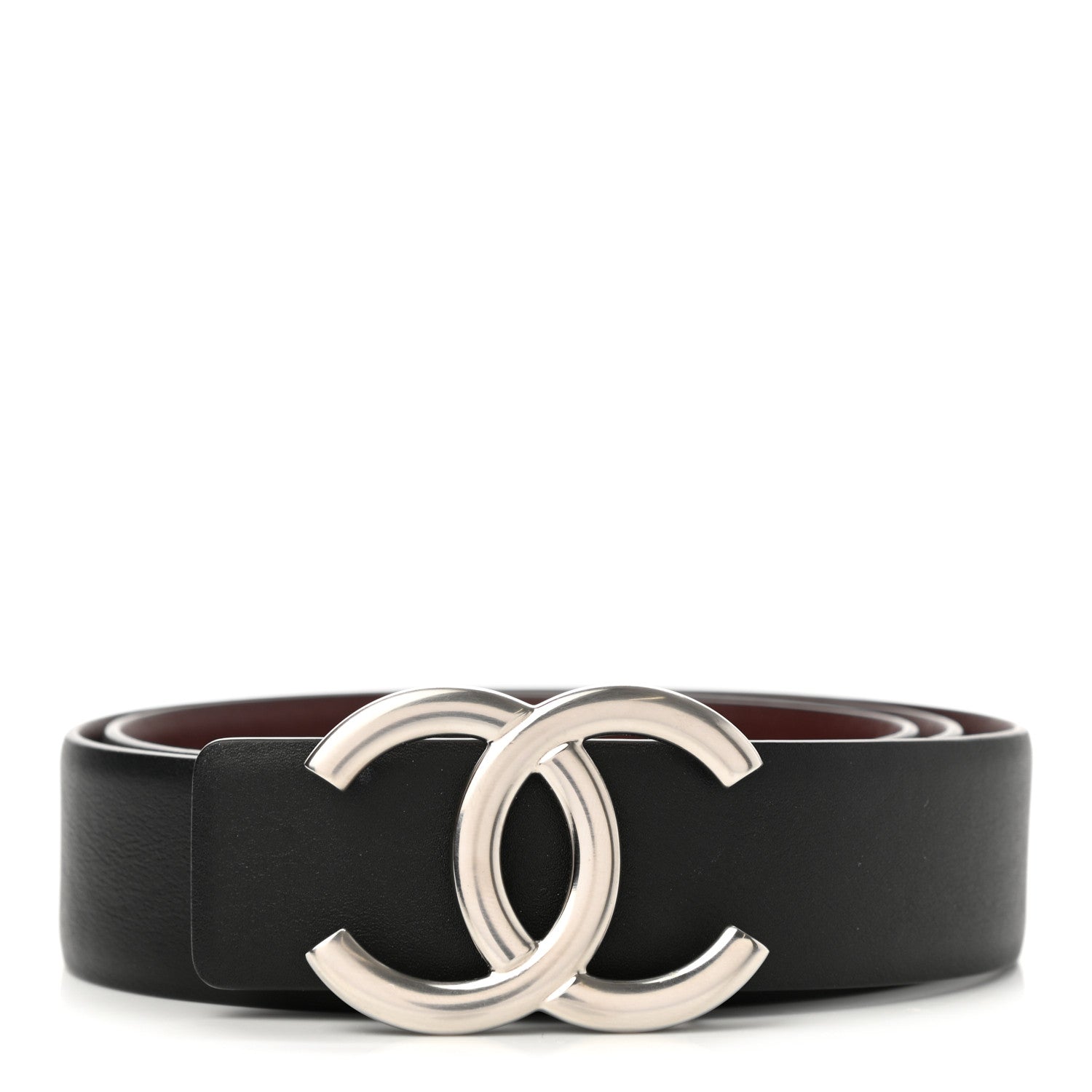 Chanel Calfskin CC Reversible Belt 75 30 Black Burgundy 2 of 11