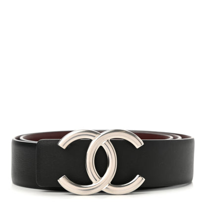 Chanel Calfskin CC Reversible Belt 75 30 Black Burgundy 2 of 11