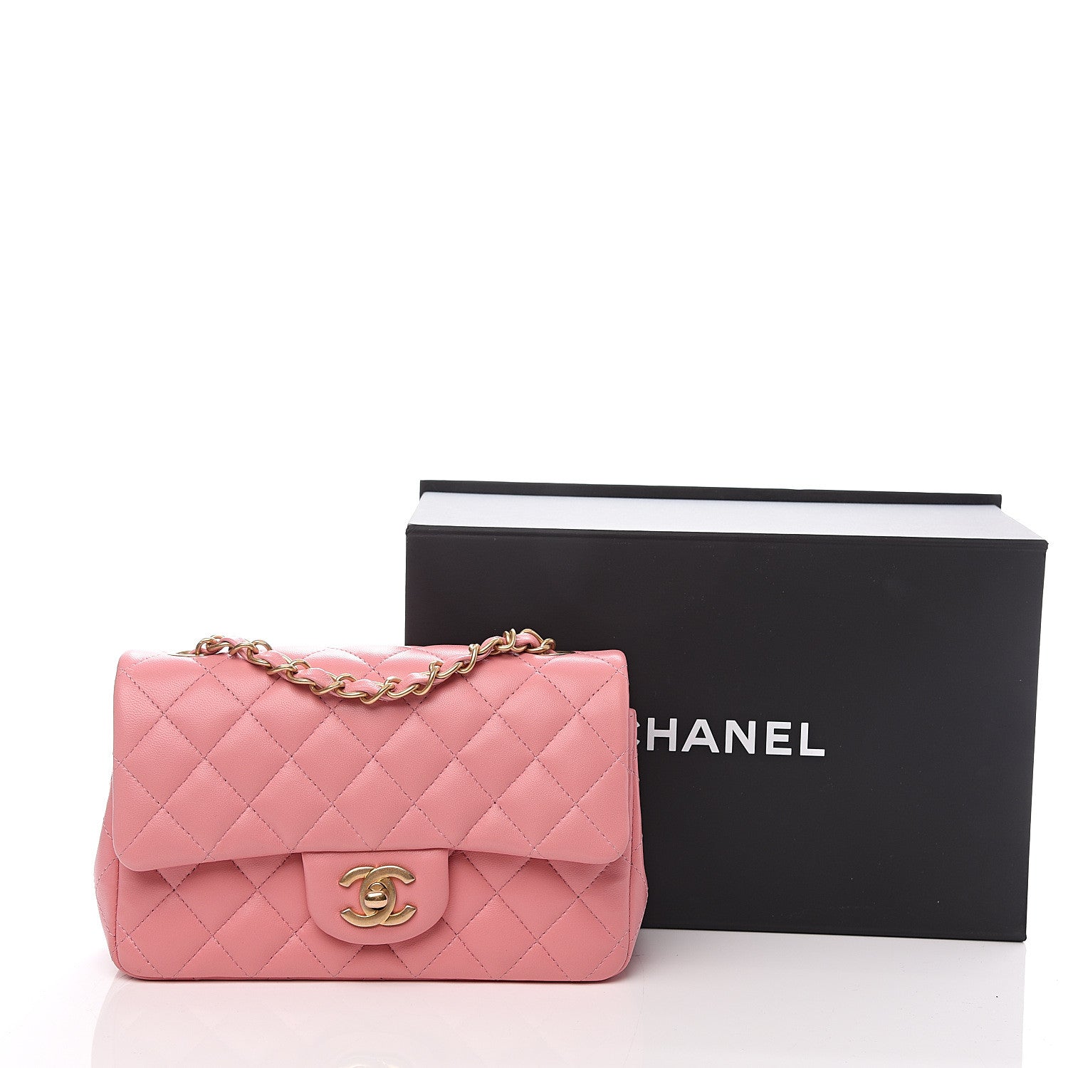 Chanel Lambskin Quilted Mini Rectangular Flap Pink 14 of 14