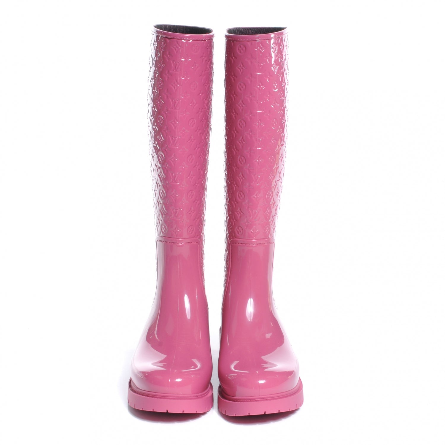 Louis Vuitton Rubber Embossed Monogram Splash Rain Boots 38 Pink 2 of 8