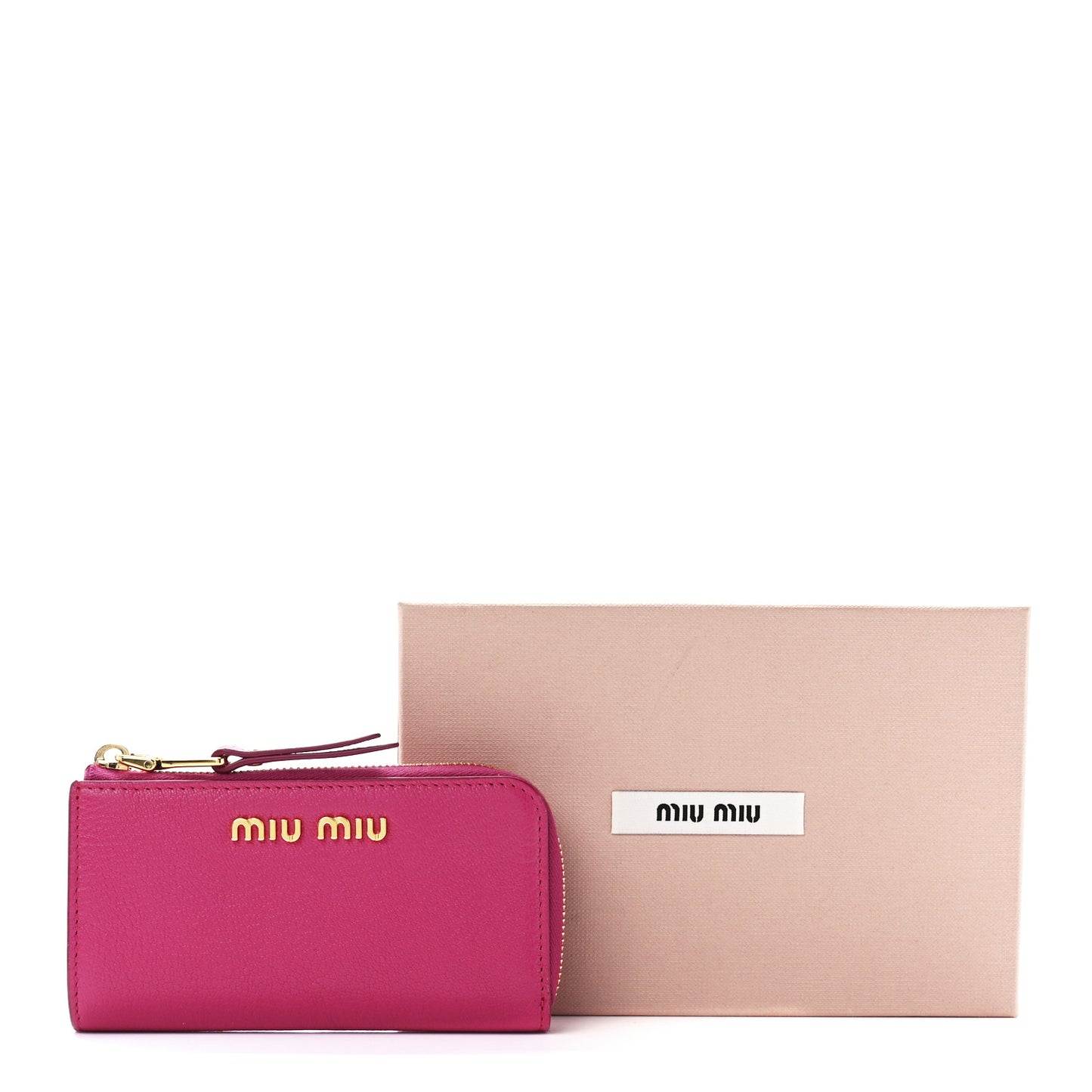 Goatskin Madras Zip Compact Wallet Pink