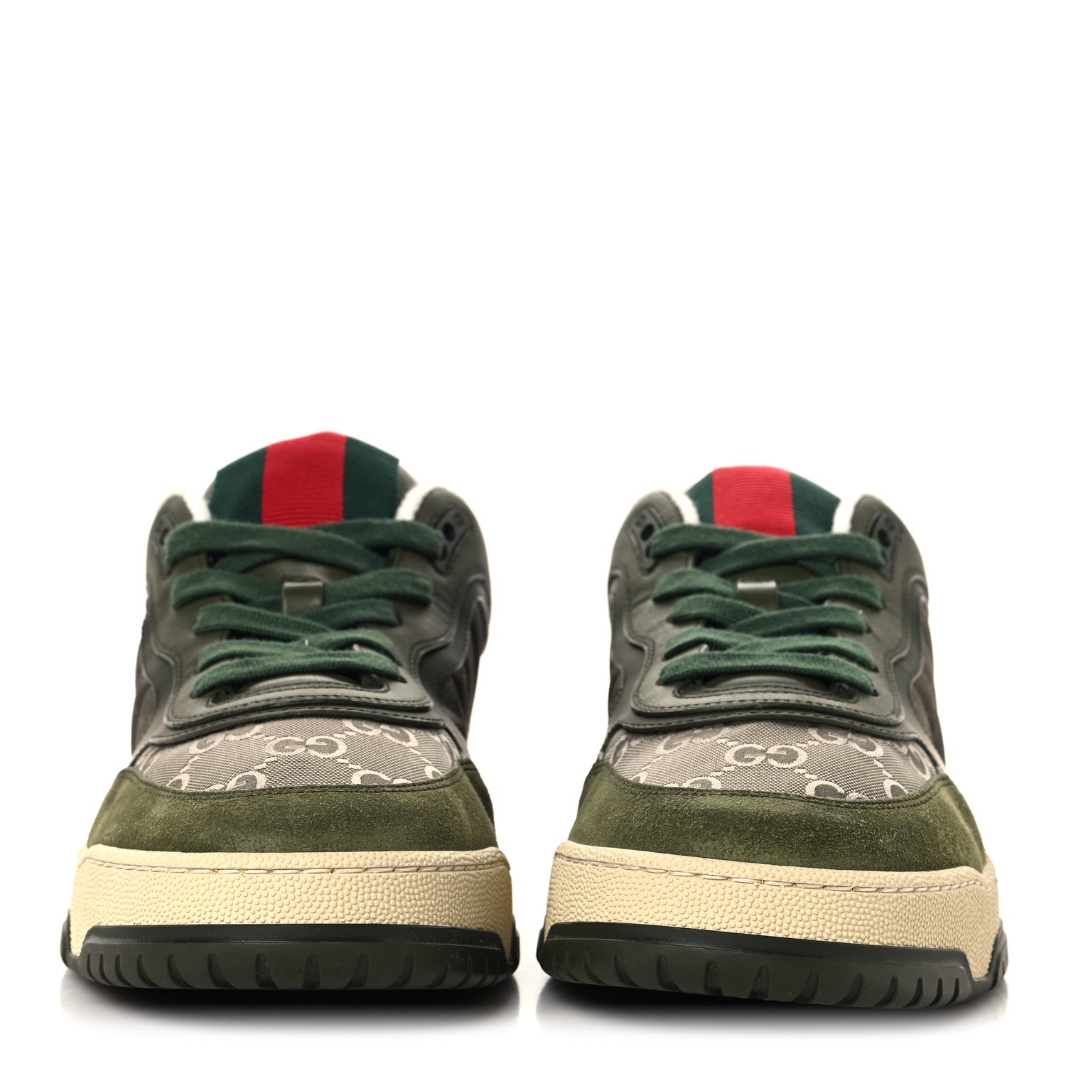 Gucci Nylon Suede Calfskin Mens Re-Web Sneakers 9.5 Dark Green 3 of 9